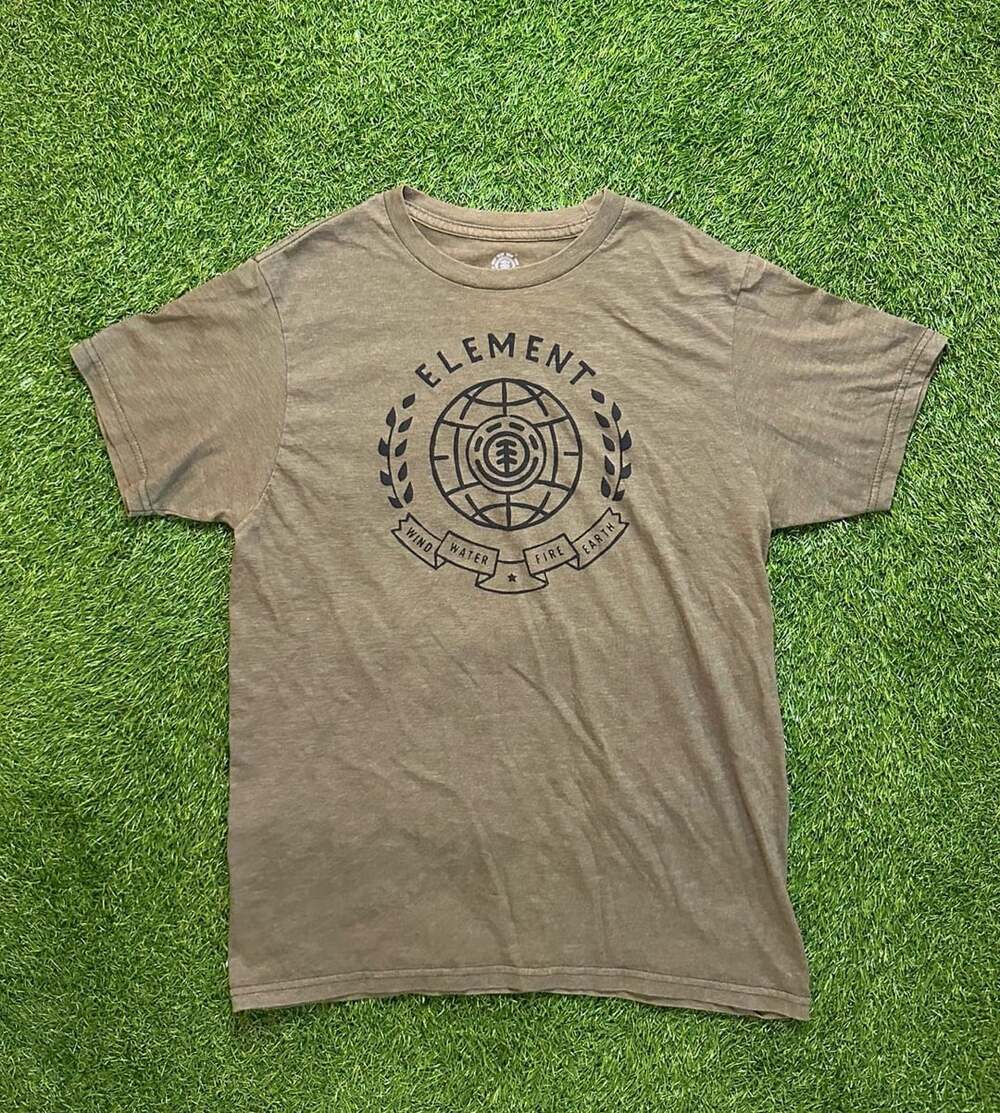 Element Wind Water Fire Earth Logo Graphic Brown T-Shirt Size Medium